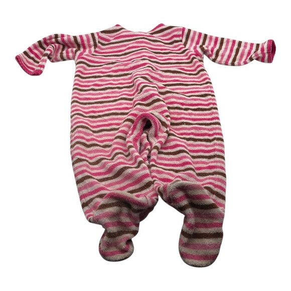 Carter's Baby Girl One Piece Pajamas 9M Striped Floral Snap Closure Long Sleeves - Picture 10 of 12